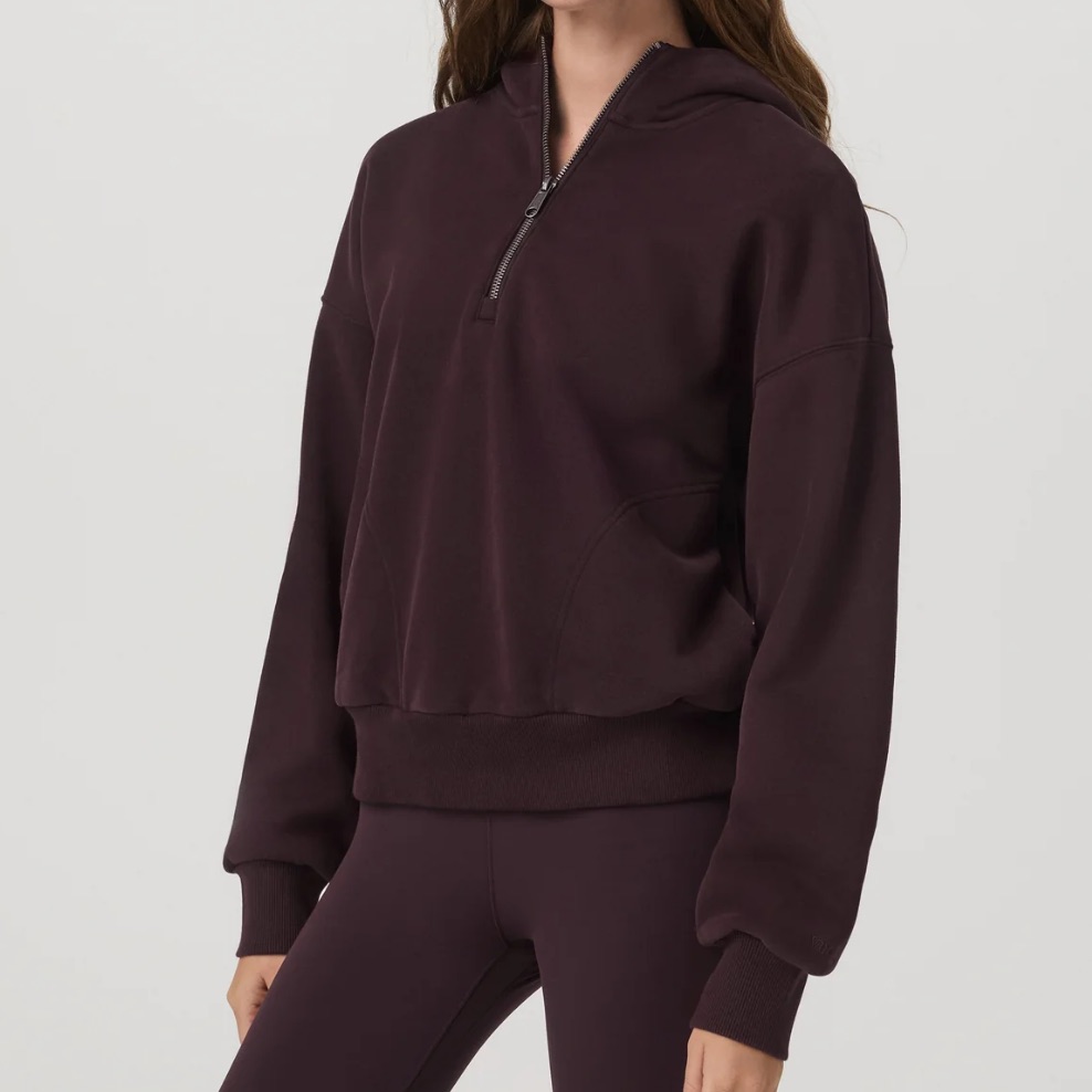 Nwt Vuori Restore Relaxed Half-Zip Hoodie In Rasin Xs